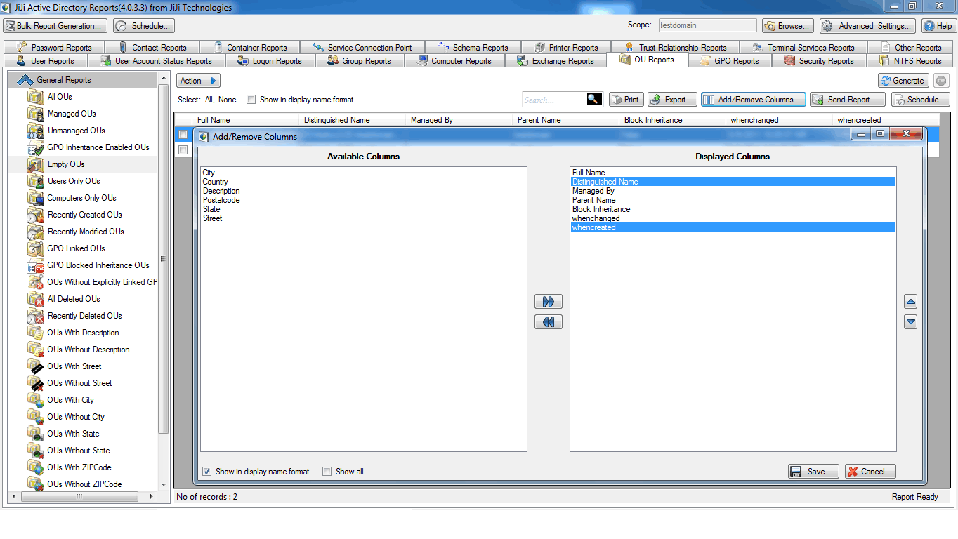 Active Directory Empty OU Report
